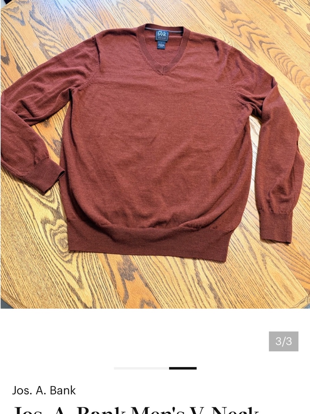Jos. A. Bank V-Neck Sweater in Rust Brown